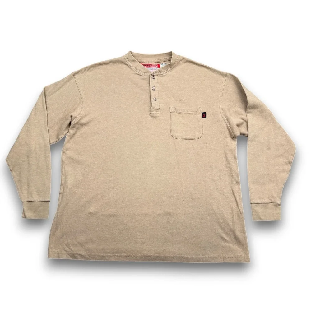 Riverside Protective Apparel Henley Mens XL Tan Long Sleeve FR Workwear Pocket